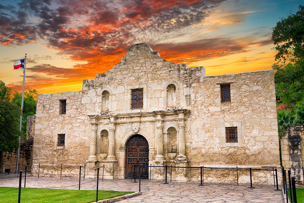 Alamo at sunset with a big sky