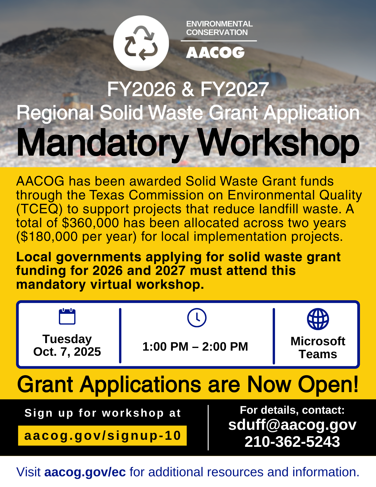 FY2026 & FY2027 Regional Solid Waste Grant Application Workshop